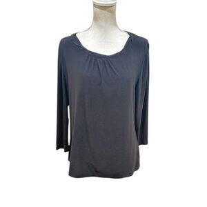 Tahari arthur levine Black stretchy lightweight Top 3/4 sleeves size xl